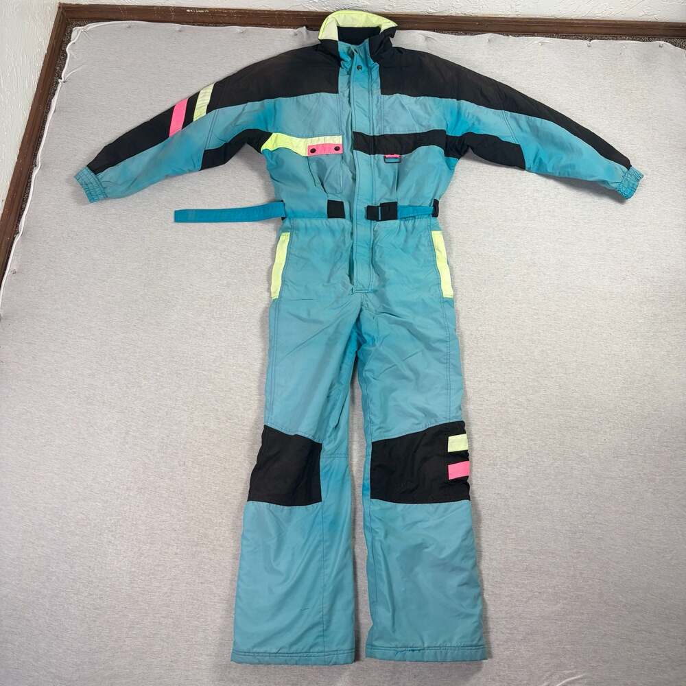 Inside Edge Vintage Neon Colorblock One-Piece Ski Suit